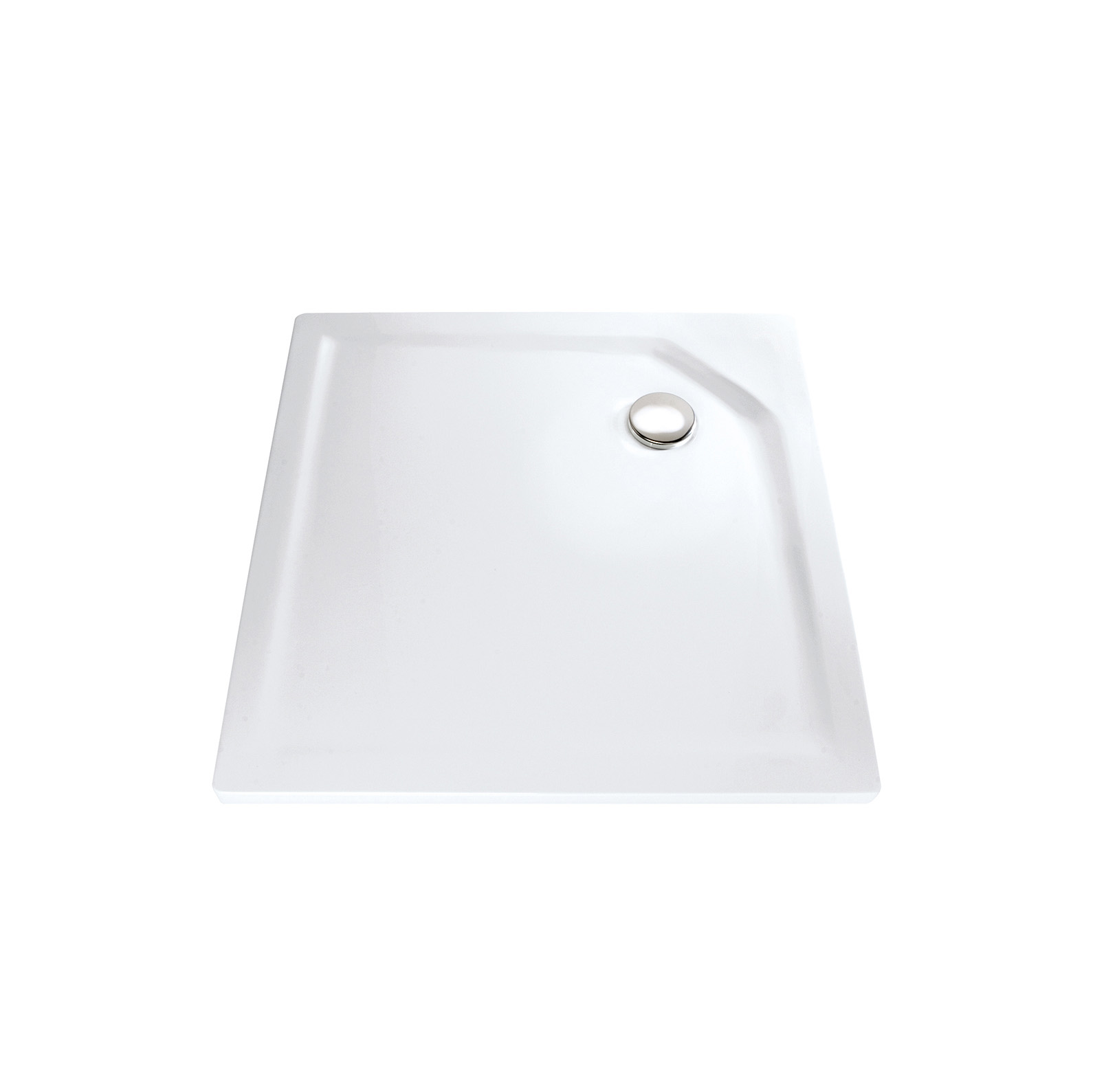 Acryl Duschwannen superflach mit Punktablauf, Quadrat